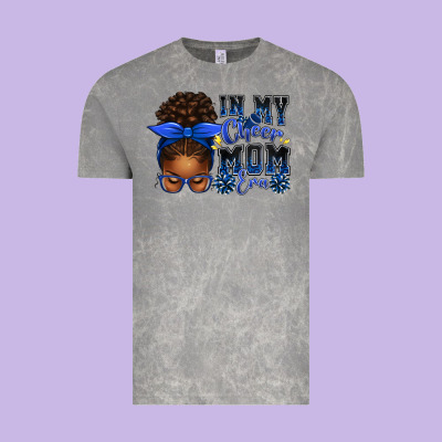 In My Cheer Mom Era Afro Messy Bun Vintage Tee Designed By Texasbilliewilder