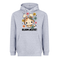 Heather Grey bloom bestie cat Heavyweight Hoodie - MaliasSmallBusiness