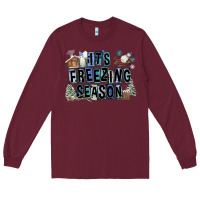 Burgundy It's Freezing Season Long Sleeve Tee - FaDigitalArtStudio