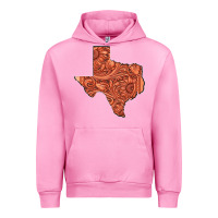 Fuchsia Pink Texas Map Western Tooled Leather Pattern Urban Hoodie - Bettercallsaul