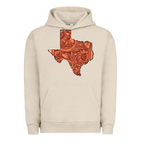 Pigment French Oak Texas Map Western Tooled Leather Pattern Urban Hoodie - Bettercallsaul