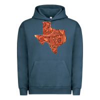 Pigment Midnight Navy Texas Map Western Tooled Leather Pattern Urban Hoodie - Bettercallsaul