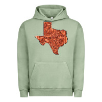 Pigment Oil Green Texas Map Western Tooled Leather Pattern Urban Hoodie - Bettercallsaul