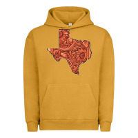 Pigment Peanut Butter Texas Map Western Tooled Leather Pattern Urban Hoodie - Bettercallsaul