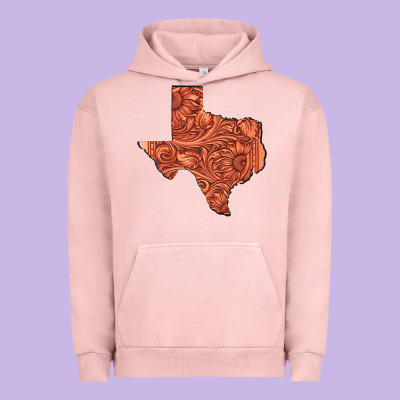 Texas Map Western Tooled Leather Pattern Urban Hoodie Designed By Bettercallsaul