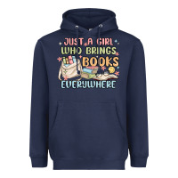 Navy just a girl who brings books everywhere Heavyweight Hoodie - MaliasSmallBusiness