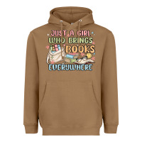 Toasted Coconut just a girl who brings books everywhere Heavyweight Hoodie - MaliasSmallBusiness