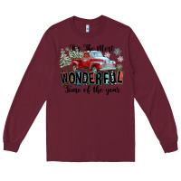Burgundy It's The Most Wonderful Time Of The Year Long Sleeve Tee - FaDigitalArtStudio
