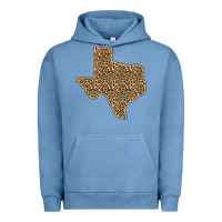 Pigment Pebble Blue Western Texas Map Leopard Pattern Urban Hoodie - Bettercallsaul