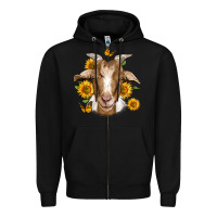 Black sunflower goat Zipper Hoodie - Jasminsmagicworld