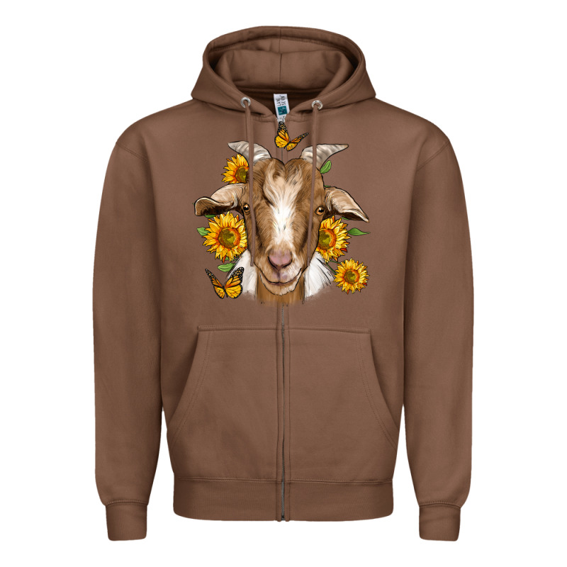 Sunflower Goat Zipper Hoodie by Jasminsmagicworld | Teevron