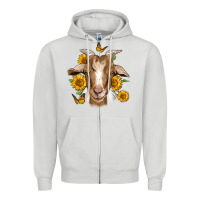 Dove Grey sunflower goat Zipper Hoodie - Jasminsmagicworld