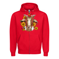 Red sunflower goat Zipper Hoodie - Jasminsmagicworld