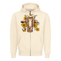 Sandshell sunflower goat Zipper Hoodie - Jasminsmagicworld