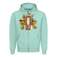 Seafoam sunflower goat Zipper Hoodie - Jasminsmagicworld