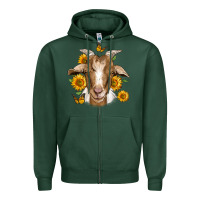Sports Green sunflower goat Zipper Hoodie - Jasminsmagicworld