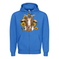 True Royal sunflower goat Zipper Hoodie - Jasminsmagicworld