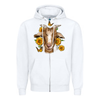 White sunflower goat Zipper Hoodie - Jasminsmagicworld