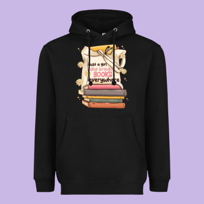 Just A Girl Who Brings Books Everywhere Heavyweight Hoodie Designed By Maliassmallbusiness