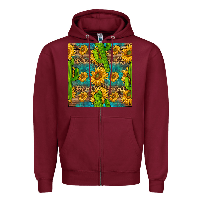 Sunflower And Cactus Seamless Pattern Zipper Hoodie by BundleAndBundleShop | Teevron