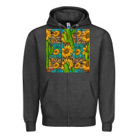 Charcoal Heather sunflower and cactus seamless pattern Zipper Hoodie - BundleAndBundleShop