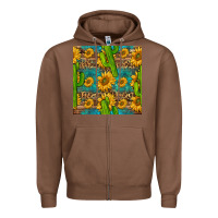 Chestnut sunflower and cactus seamless pattern Zipper Hoodie - BundleAndBundleShop