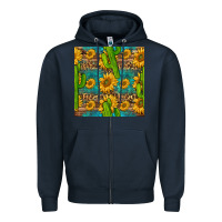 Navy sunflower and cactus seamless pattern Zipper Hoodie - BundleAndBundleShop