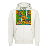 Oatmeal Heather sunflower and cactus seamless pattern Zipper Hoodie - BundleAndBundleShop