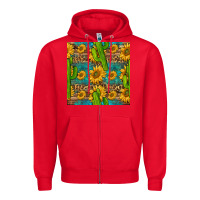 Red sunflower and cactus seamless pattern Zipper Hoodie - BundleAndBundleShop