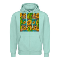 Seafoam sunflower and cactus seamless pattern Zipper Hoodie - BundleAndBundleShop