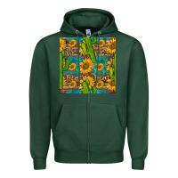 Sports Green sunflower and cactus seamless pattern Zipper Hoodie - BundleAndBundleShop