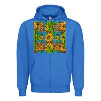 True Royal sunflower and cactus seamless pattern Zipper Hoodie - BundleAndBundleShop
