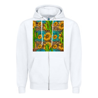 White sunflower and cactus seamless pattern Zipper Hoodie - BundleAndBundleShop