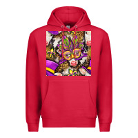 Cardinal Mardi Gras cow with carnival mask seamless pattern Premium Hoodie - BundleAndBundleShop