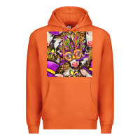 Carrot Mardi Gras cow with carnival mask seamless pattern Premium Hoodie - BundleAndBundleShop