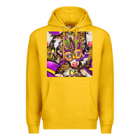 Lemon Mardi Gras cow with carnival mask seamless pattern Premium Hoodie - BundleAndBundleShop