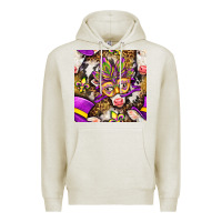Oatmeal Heather Mardi Gras cow with carnival mask seamless pattern Premium Hoodie - BundleAndBundleShop