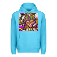 Ocean Blue Mardi Gras cow with carnival mask seamless pattern Premium Hoodie - BundleAndBundleShop