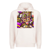 Pale Pink Mardi Gras cow with carnival mask seamless pattern Premium Hoodie - BundleAndBundleShop