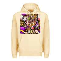 Pina Colada Mardi Gras cow with carnival mask seamless pattern Premium Hoodie - BundleAndBundleShop