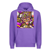 Purple Mardi Gras cow with carnival mask seamless pattern Premium Hoodie - BundleAndBundleShop