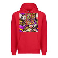 Red Mardi Gras cow with carnival mask seamless pattern Premium Hoodie - BundleAndBundleShop