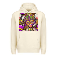 Sandshell Mardi Gras cow with carnival mask seamless pattern Premium Hoodie - BundleAndBundleShop