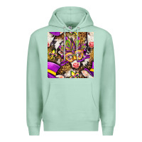 Seafoam Mardi Gras cow with carnival mask seamless pattern Premium Hoodie - BundleAndBundleShop
