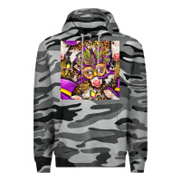 Slate Camo Mardi Gras cow with carnival mask seamless pattern Premium Hoodie - BundleAndBundleShop