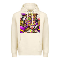 Tofu Mardi Gras cow with carnival mask seamless pattern Premium Hoodie - BundleAndBundleShop