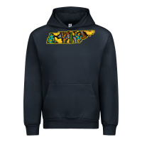 Navy Western Tenessee Map Sunflower Pattern Urban Hoodie - Bettercallsaul