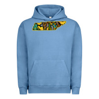 Pigment Pebble Blue Western Tenessee Map Sunflower Pattern Urban Hoodie - Bettercallsaul