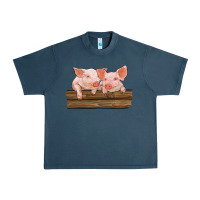 Midnight Navy barn pigs Urban Heavy Tee - RanaPortraitStore