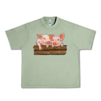 Oil Green barn pigs Urban Heavy Tee - RanaPortraitStore
